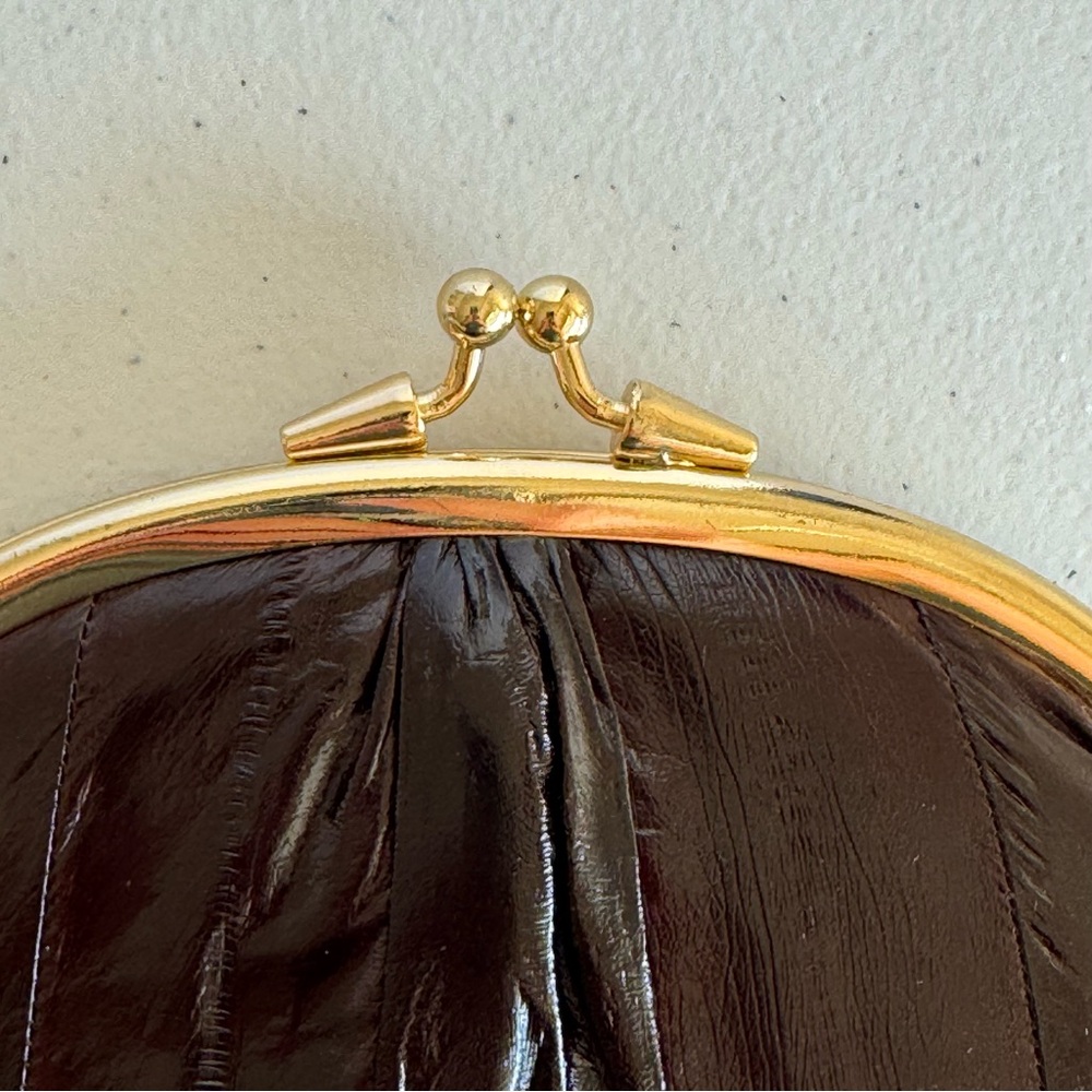 Vintage Eel Skin Kiss Lock Coinpurse Brown - Picture 4 of 6